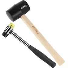 LOZAGU 2-Pack Rubber Mallet Hammer Set 8oz & 25mm Small Rubber Mallet Hammer ...