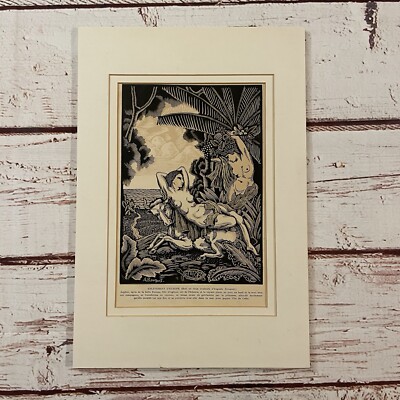 1928 L amour Et L'esprit Gaulois Print Auguste Rouquet The Abduction of Europe