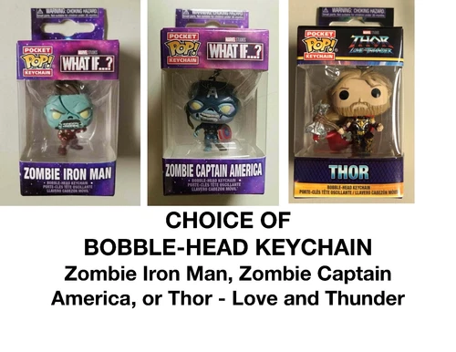 Funko Pop! Bobble-Head Keychain CHOICE Thor, Zombie Iron Man or Captain America