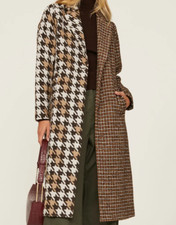 Love, Whit By Whitney Port Two Tone Plaid Trench Coat Xs