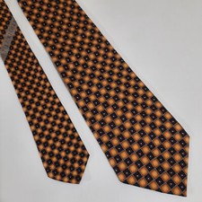 Mens Tie 100 Silk Yellow Gold Blue Check 58x4 Wide Necktie Hand Made USA