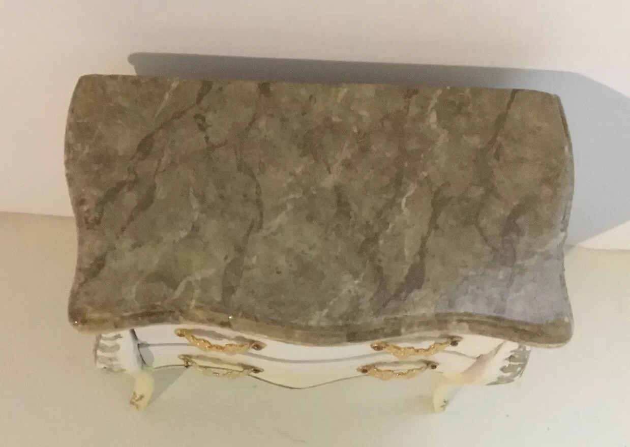 Dollhouse Miniatures Artisan OOAK Handpainted And Marbelized Small 2Drawer Chest