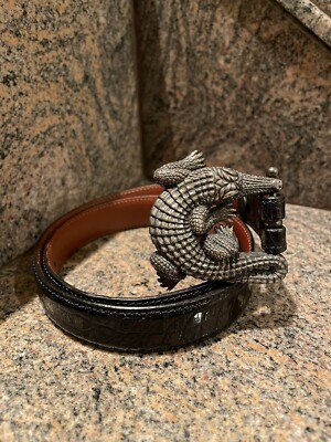 Kieselstein-Cord Sterling Alligator Buckle With Black  display picture 1