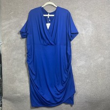 Beigai Dress Womens 4XL Bodycon Blue Ruched Sides Stretch Dressy Party Holiday