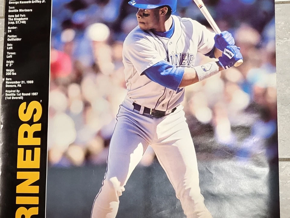 Rare Original 1991 Ken Griffey Jr Norman James Large 22" x 34" Wall Poster - Image 3 of 4