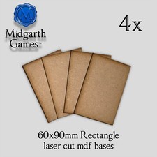 4x Rectangle 60x90mm MDF Bases Miniature Warhammer Laser Cut 40K FAST SHIPPING
