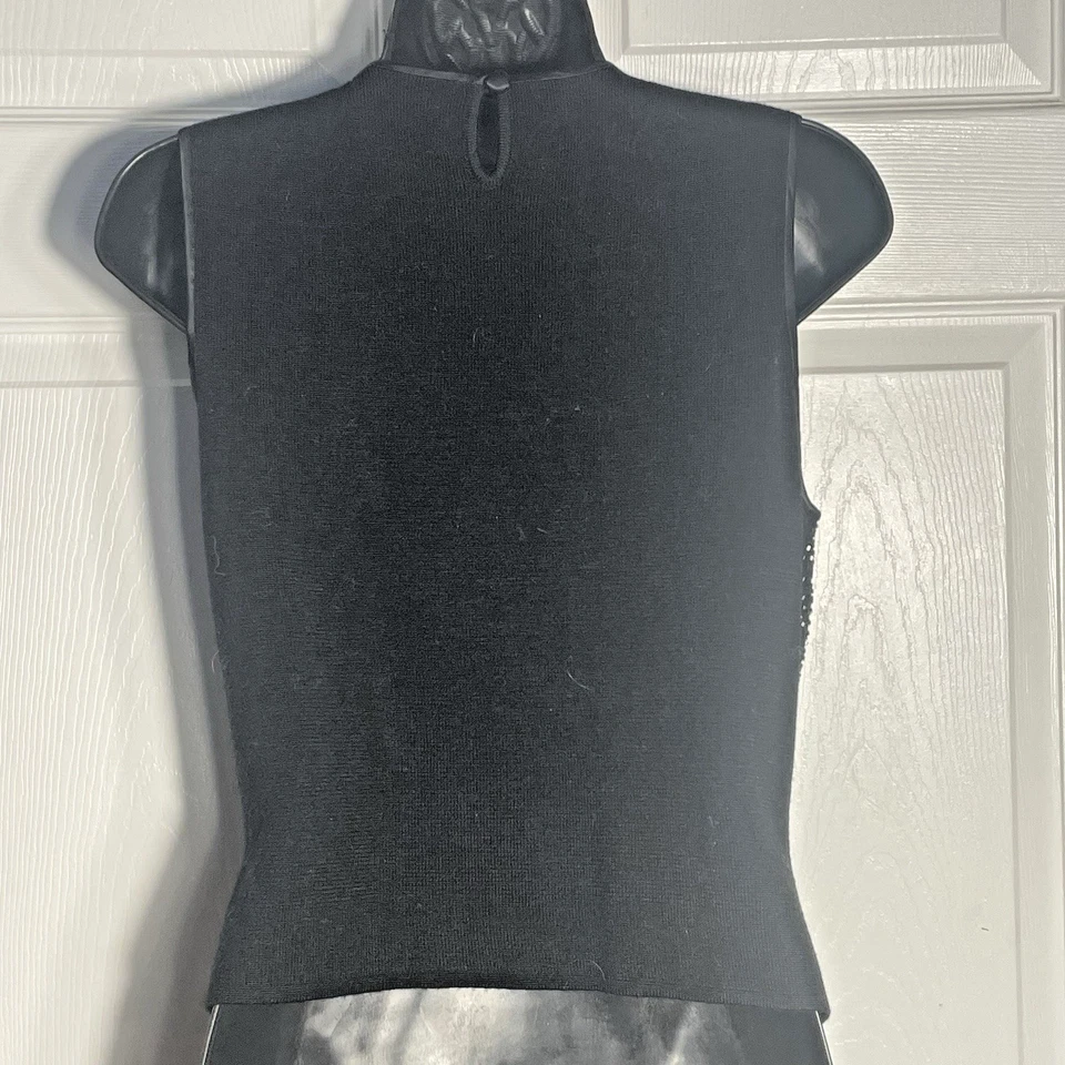 Винтажная женская футболка 80-х Kasper Co миниатюрная большая черная с бисером шерстяная смесь майка - Изображение 4 из 4