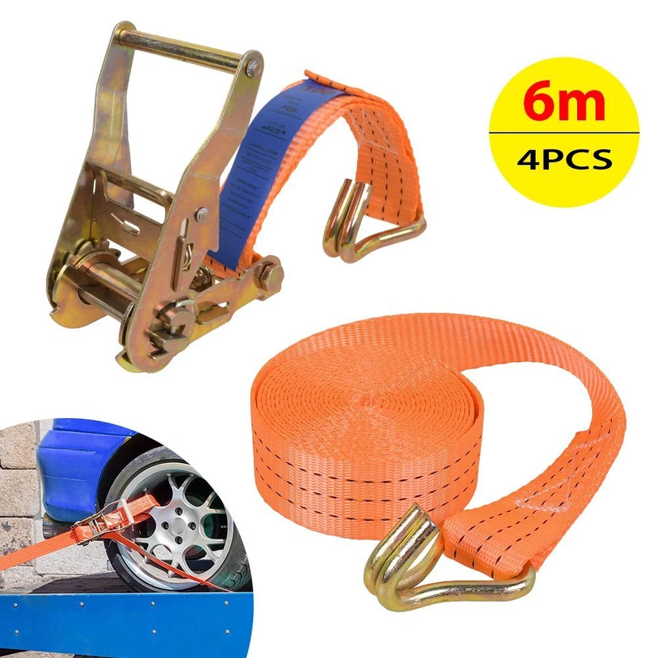 Spanngurte mit Ratsche und Haken 4 x 2000kg 6m 2t Zurrgurte TÜV GS zweiteilig DE - Bild 3 von 4