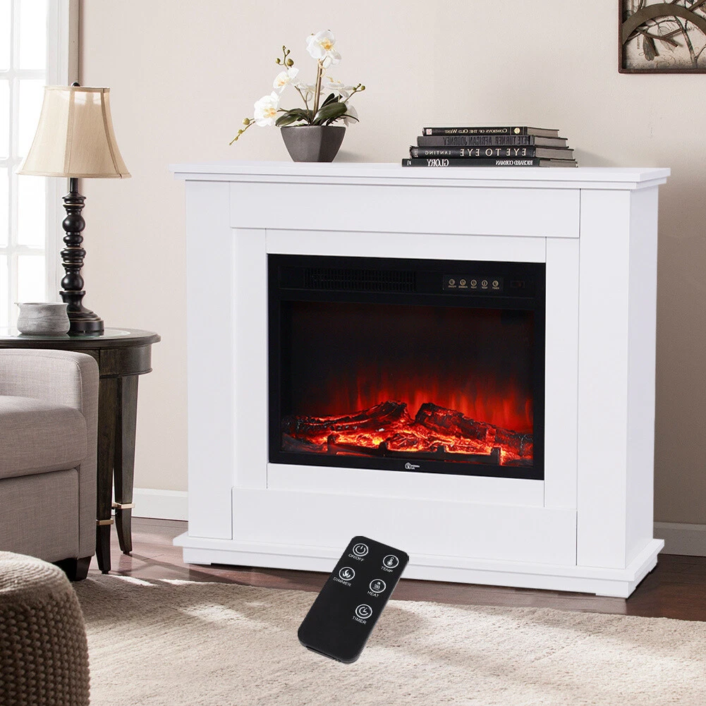 Electric Fireplace Insert Surround Fake Classic Logs LED Decorated Stove  Heater | eBay