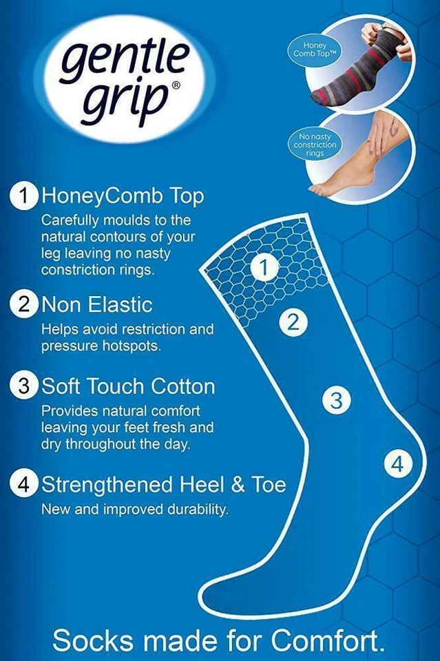 Ladies Gentle Grip Cotton Floral Print Non Binding Socks UK 4-8 - Image 3 of 3