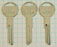NOS Mopar Logo 3 Key Blanks fit Chrysler Plymouth Dodge 1970s 80s Most Models