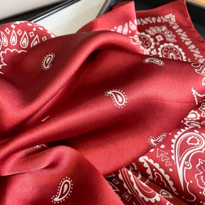 Shanlin Paisley Pattern Satin Square Scarf – 23.5x23.5 Inches, Silk Feel, Versatile Neck & Head Scarf