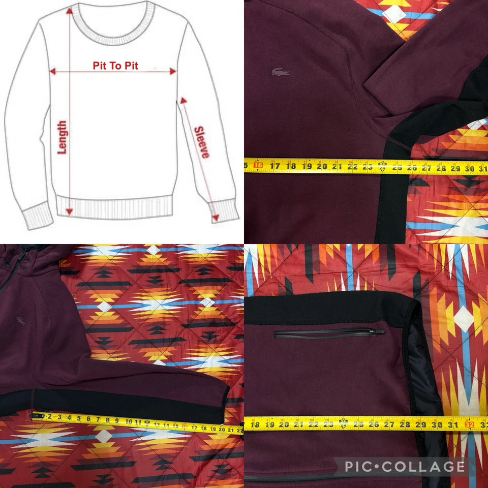 Chaqueta reversible Lacoste cremallera completa rojo borgoña negra para hombre talla 2XL con capucha Foto 2 de 4