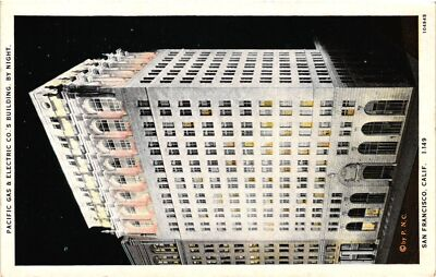 #ad Vintage Postcard Pacific Gas amp; Electric Co.#x27;s Building by Night Early 1900s $8.95
