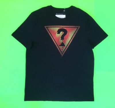 GUESS Los Angeles Men’s Short Sleeve T-Shirt X-LARGE Black w/Orange, Yellow NEW - Image 1 of 4