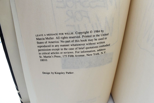 Leave A Message for Willie a Sharon McCone Mystery 1984 By Muller 1st Edition! - Foto 7 di 10