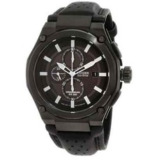 Citizen CA0315-01E Eco-Drive Black Dial Leather Strap Chronograph Men's Watch