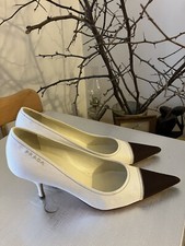 Prada Spectator Pumps size 37.5 Ivory, Beige, Brown Vintage shoes NEW W/O BOX