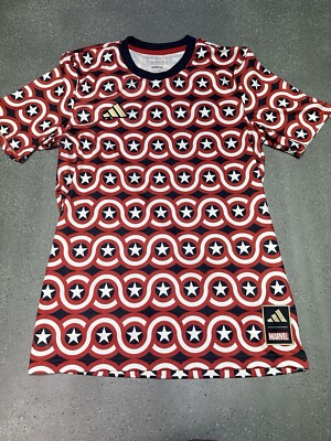 Adidas MARVEL X Captain America MENS Medium Warmup Jersey MLS USA New $70 