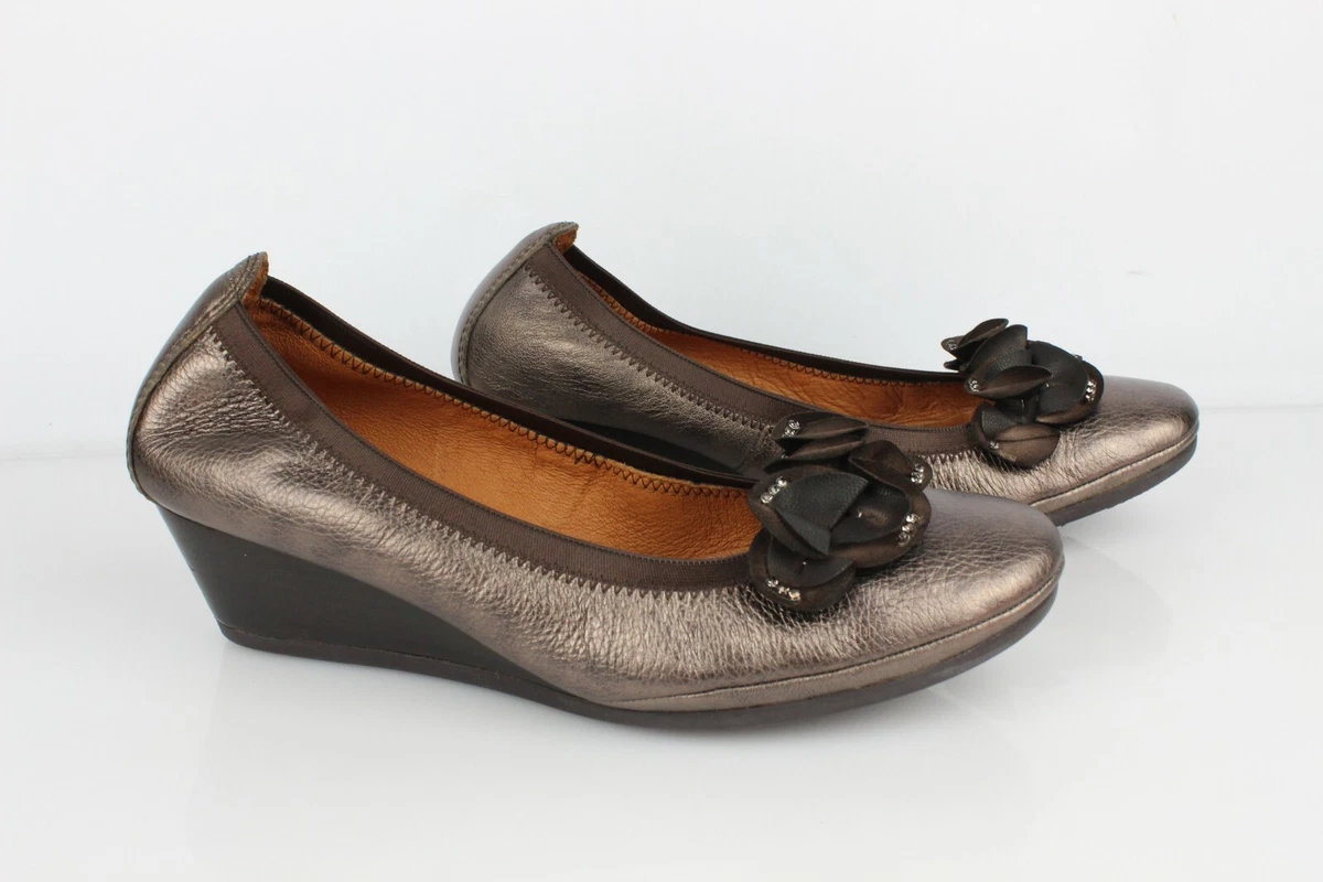 HISPANITAS Ballerines talons compens s cuir bronze T 39 Tr s bon