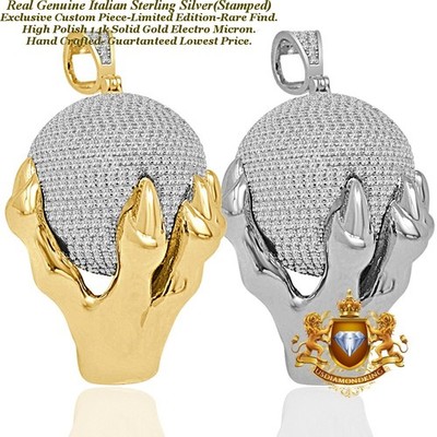 30+ Grams 925 Sterling Silver Hands Holding Globe World Map Earth Charm Pendant
