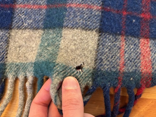 "Manta Pendleton de colección azul a cuadros 100 % lana flecos tiro estadio 54""x44""" - Imagen 4 de 16