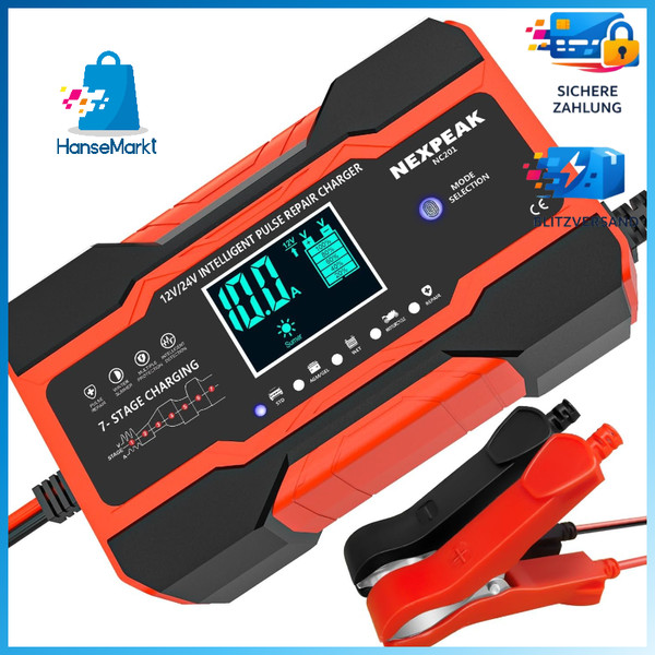LadegeräT 10A 12V/24V Smart Vollautomatisch Mit Temperaturkompensation Auto-image