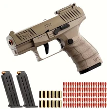 SHELL EJECTING SOFT BULLET TOY GUN Pistol with 100 Bullets, 12 Shells, 2 Mags