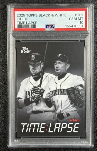 ICHIRO SUZUKI PSA 10 2025 TOPPS BLACK AND WHITE #TL2 TIME LAPSE MARINERS 8531