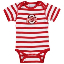 Newborn & Infant Two Feet Ahead Scarlet Ohio State Buckeyes Stripe Shoulder