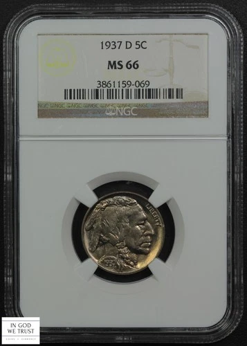 1937 D Buffalo Nickel 5C NGC MS 66