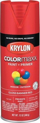 Indoor/Outdoor Krylon Spray Paint in Gloss Banner Red - 12oz with Fast Drying
