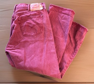 Levi Men s 501 Original Fit Jeans 42x32 (38x 28) Red Burgundy Cranberry