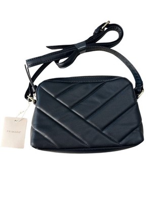Primark Quilted Black Bag Chevron Crossbody Zip Adjustable Strap Small NWT