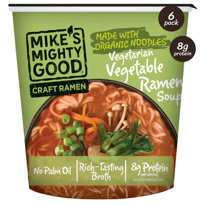 Mike S Mighty Vegetarian Vegetable Ramen Cup (Pack of 6)   8G Protein Instant Ra