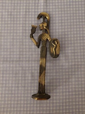 Ancient Greek Goddess Athena Bronze Statue Handmade Museum Copy Owl & Shield 