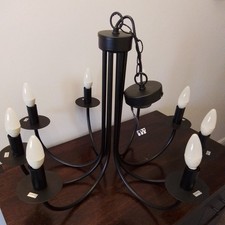 Good home Vintage Back Metal 8 arm chandelier with Chain & Ceiling Fixture VGC 