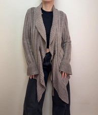 Romantic M S mocha knit waterfall cardigan draped grandma boho cottagecore