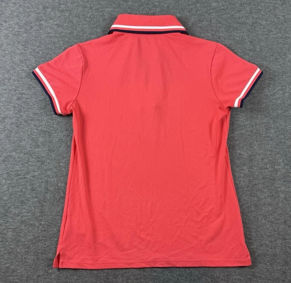 Camisa Polo RLX Ralph Lauren Para Mujer Pequeña Coral Rosa Cuello Johnny Piqué Golf Foto 4 de 4