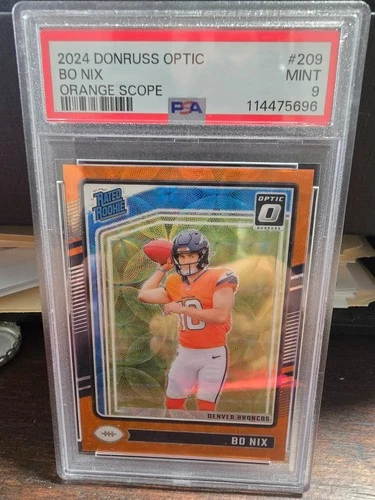 2024 Panini Donruss Optic Bo Nix Rated Rookie Orange Scope #37/79 PSA 9 BNA252