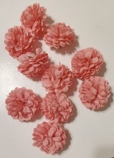 Lot of 10  Faux Silk "Coral" Flower Heads  approx. 2 " Ready for Stems
