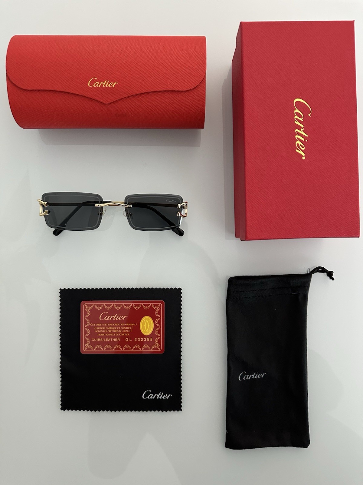 Cartier Classic Round Cut Black Gold Frameless Lens Same Day Shipping-image