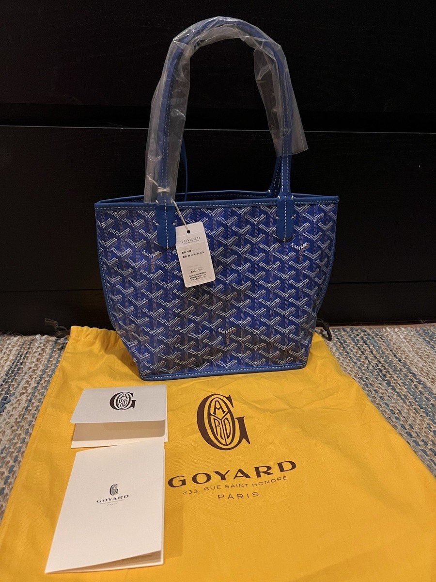 ヴィンテージ☆Goyard☆スカイブルーSAC ANJOUトートバッグ New Sky Blue Goyard Anjou Reversible Tote Coated Canvas Mini