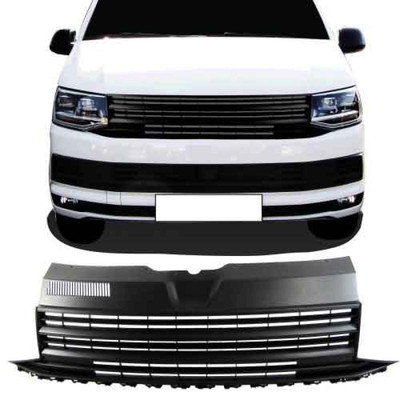 Kühlergrill schwarz für VW T6 15-19 Sport Grill ohne Emblem ABS Premium Gitter