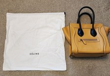 CELINE Luggage Micro Shopper Handbag Tote Bag Leather Yellow Black with Dust Bag