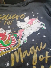 Simply Southern Christmas Longsleeve  Santa And Unicorn Reindeer Size XL