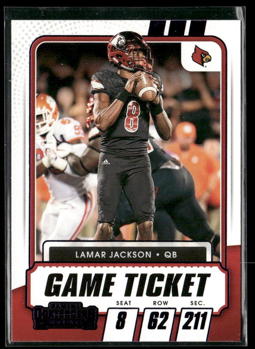 2021 Panini Contenders Draft Picks Purple Lamar Jackson #22 Louisville Cardinals