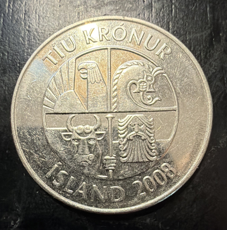 Iceland 2008 10 Krónur Coin KM#29 Nickel Plated Steel Fish (Capelin)