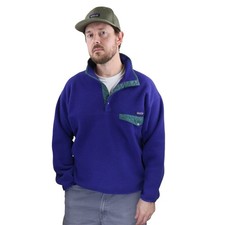Vintage Patagonia Synchilla Fleece Snap T Pullover Mens L Blue Green 90s Jacket