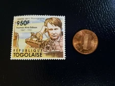 Thomas Alva Edison Phonograph 2011 Republique Togolaise Perforated STAMP
